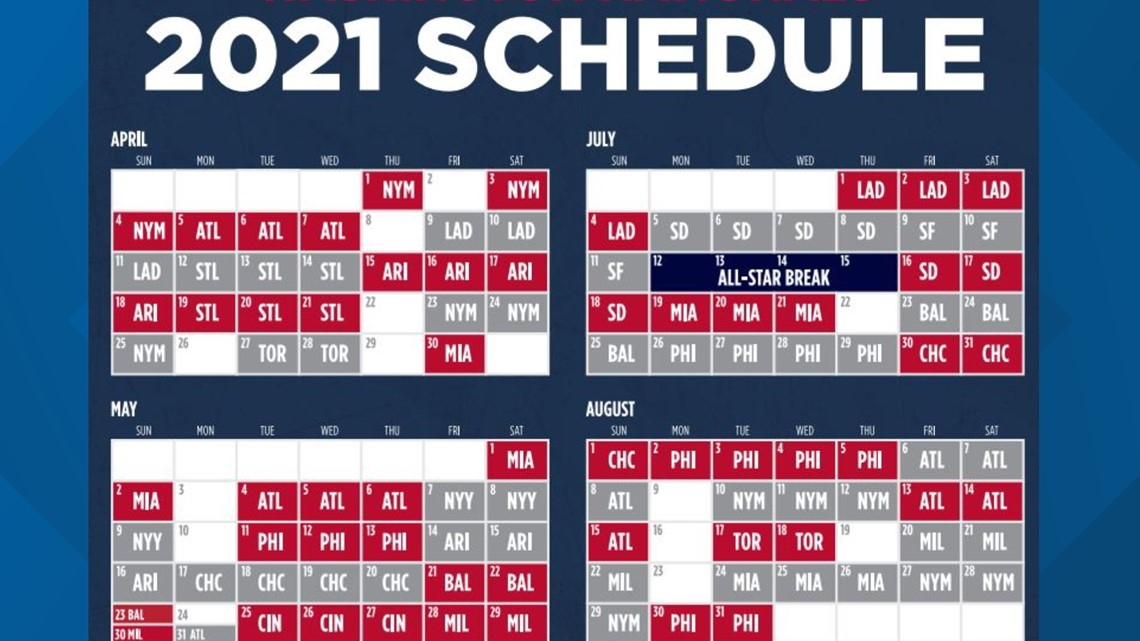 Nationals Calendar 2021 2021 Calendar