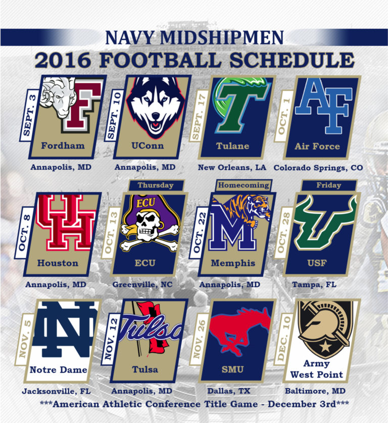 Navy Football Schedule 2020 | FreePrintableTM.com