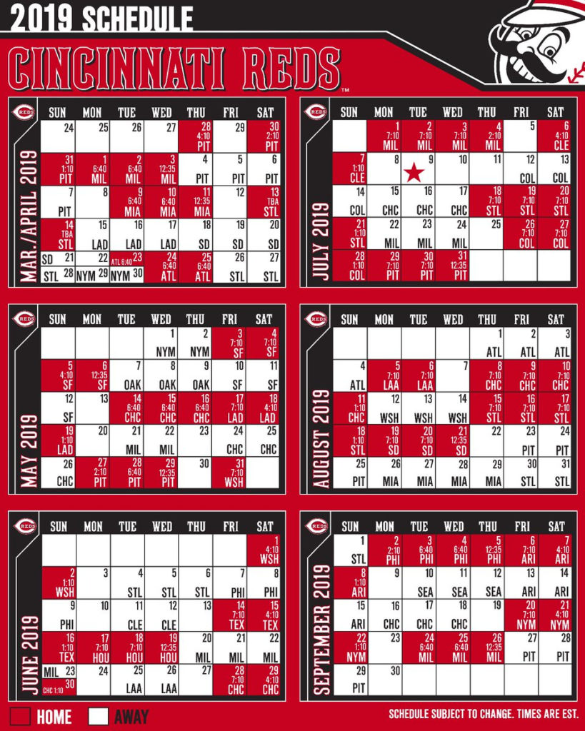 Printable Reds Schedule