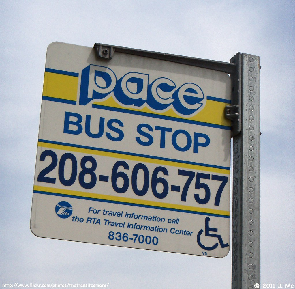 Pace Bus Stop Sign Rolling Meadows IL Routes 208 606 