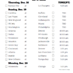 Pacific Time Week 15 NFL Schedule 2020 Printable