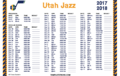 Printable 2017 2018 Utah Jazz Schedule