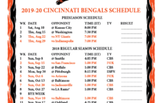 Printable 2019 2020 Cincinnati Bengals Schedule