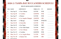 Printable 2020 2021 Tampa Bay Buccaneers Schedule