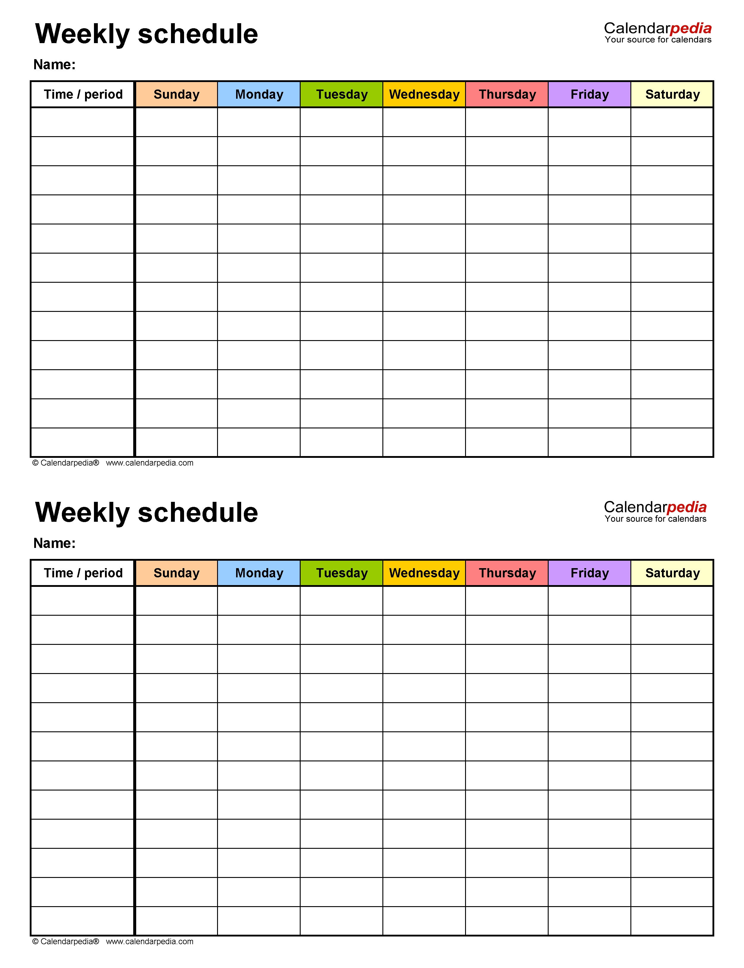 Printable Blank Weekly Employee Schedule Free Calendar