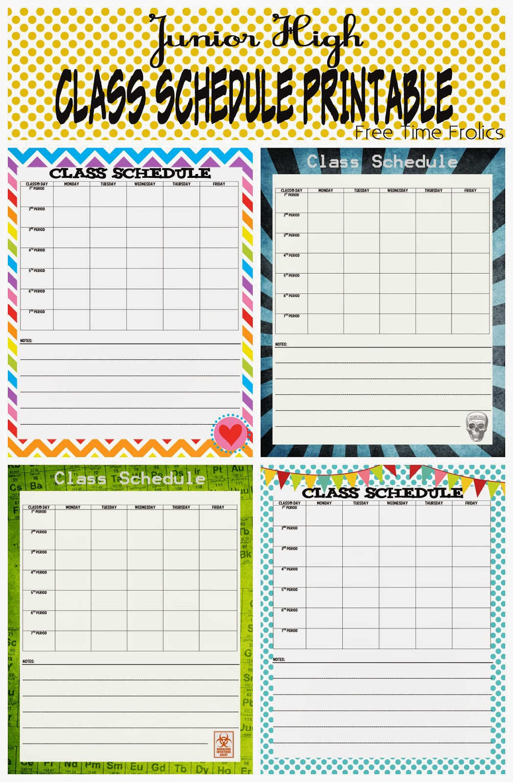 Printable Class Schedule Room Surf