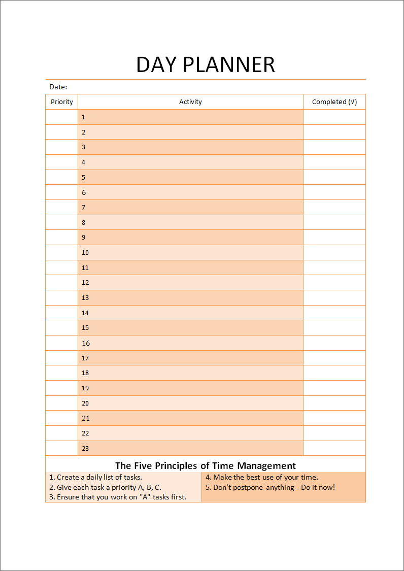 Printable day planner templates Marital Settlements