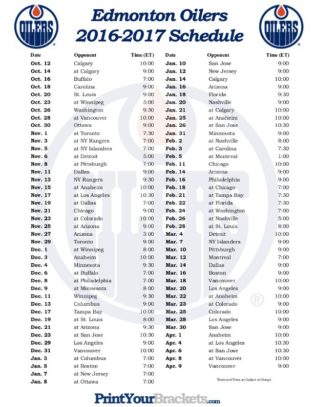 Printable Hockey Schedule - FreePrintableTM.com | FreePrintableTM.com