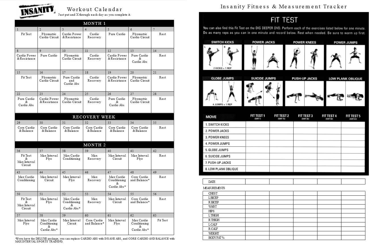 Printable Insanity Workout Calendar Pdf Free Insanity 