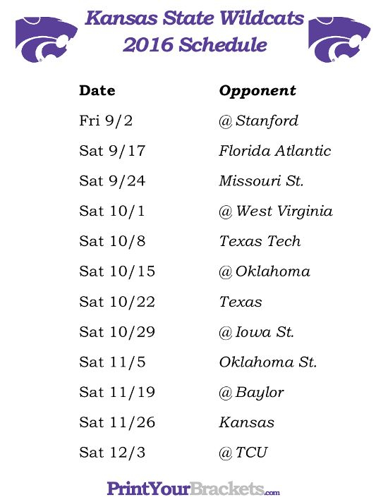 Kstate Football Schedule Printable