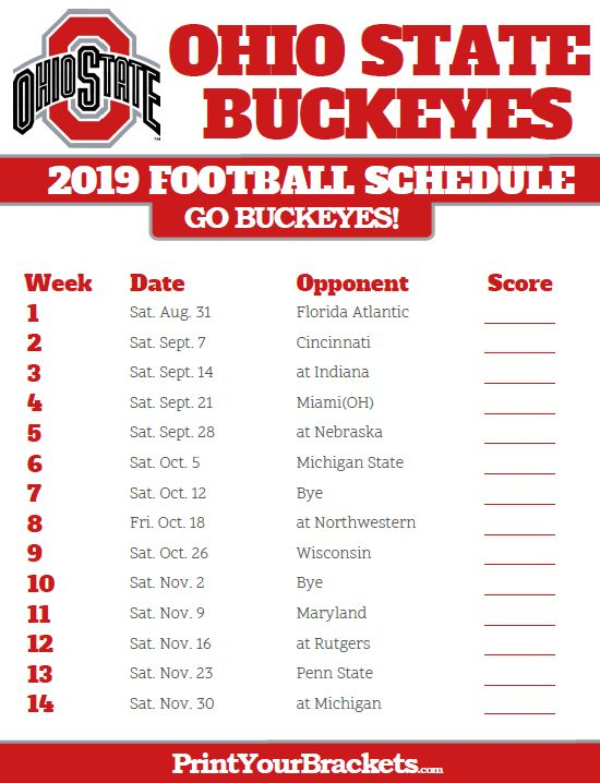 Ohio State Football Schedule Printable 2021 - FreePrintableTM.com | FreePrintableTM.com