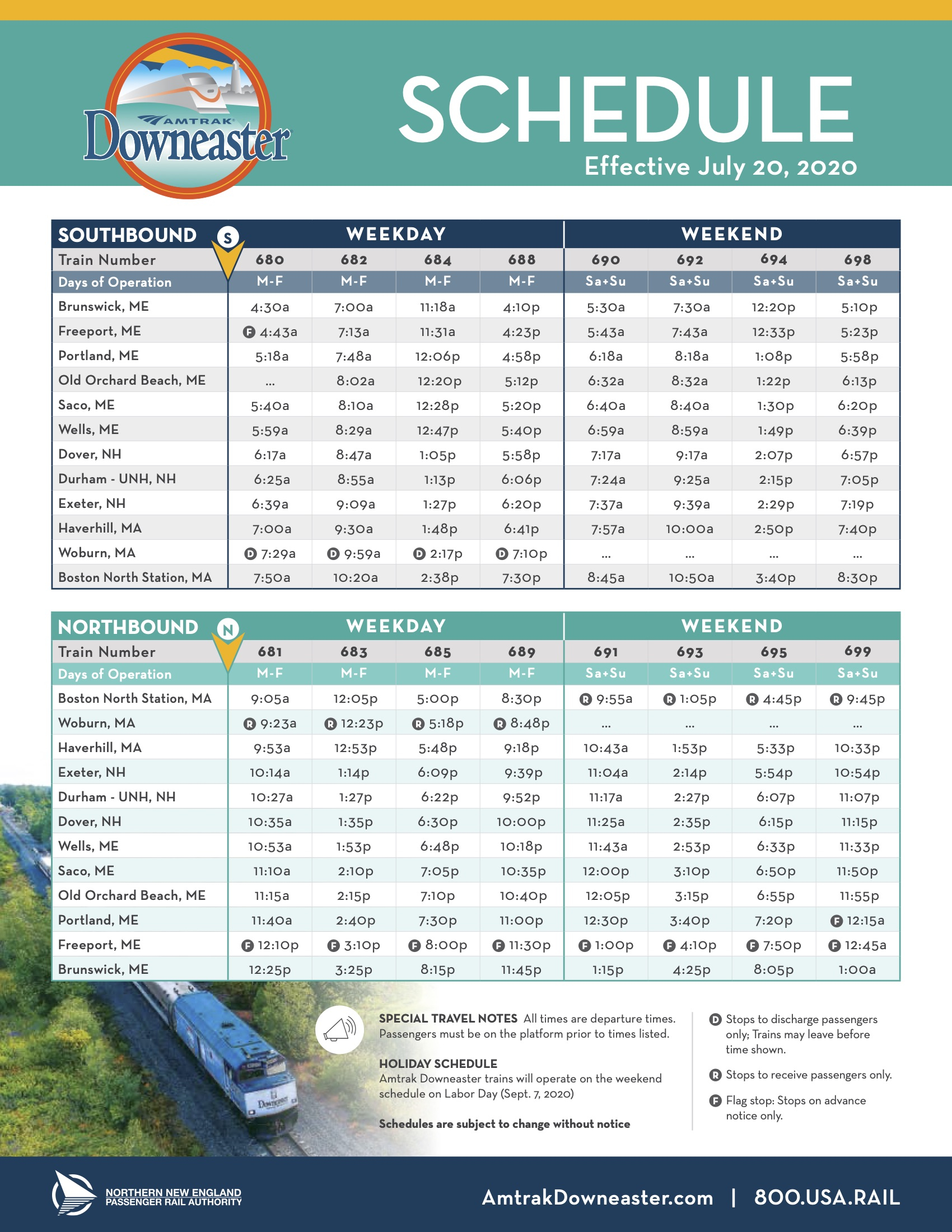 Printable Schedules Amtrak Downeaster