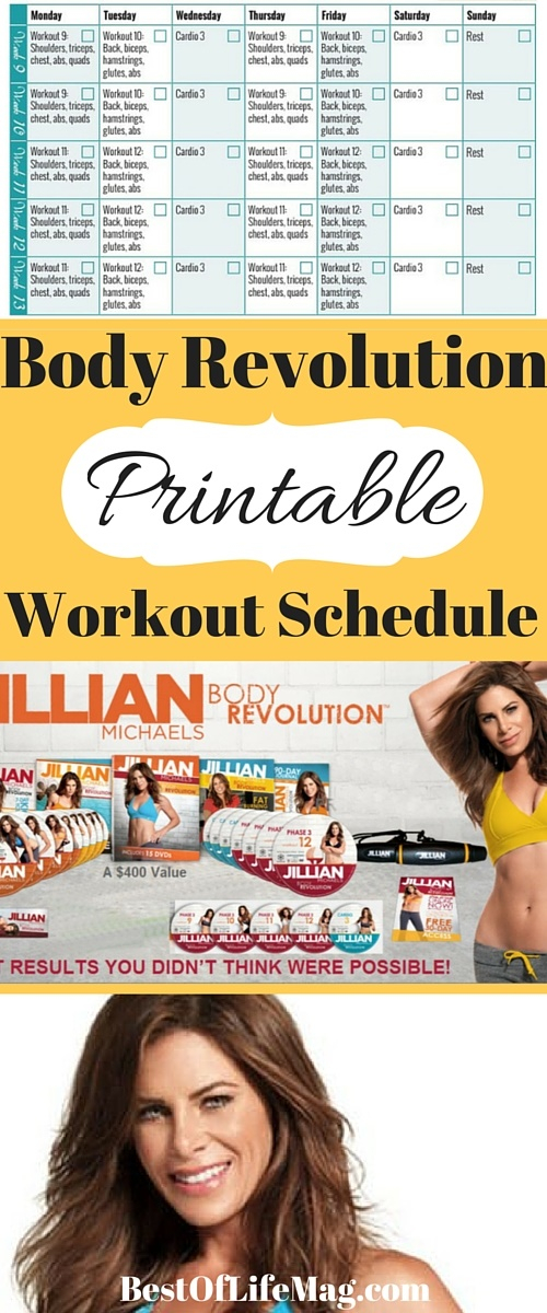 Printable Workout Schedule For Jillian Michaels Body 