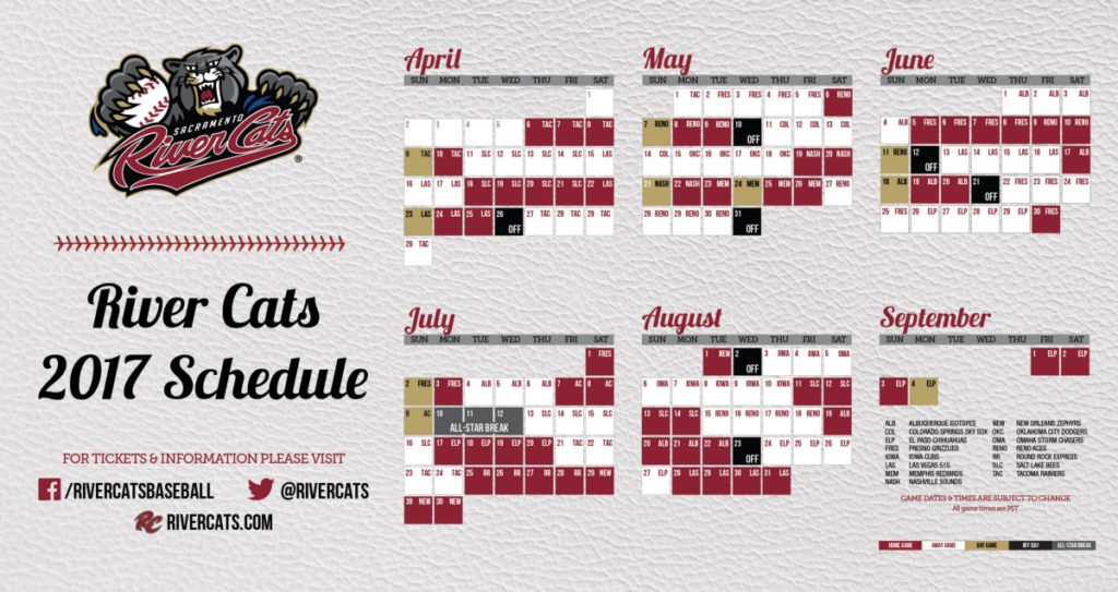 Sacramento River Cats Printable Schedule