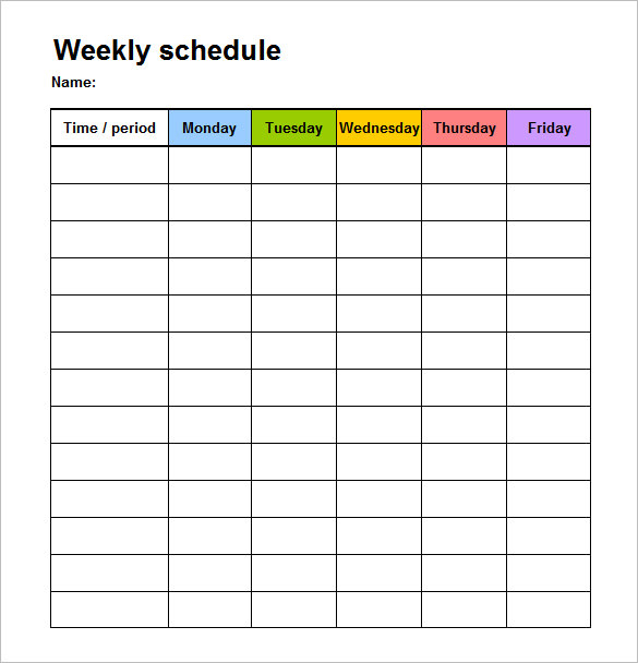 Schedule Block Template Printable Schedule Template