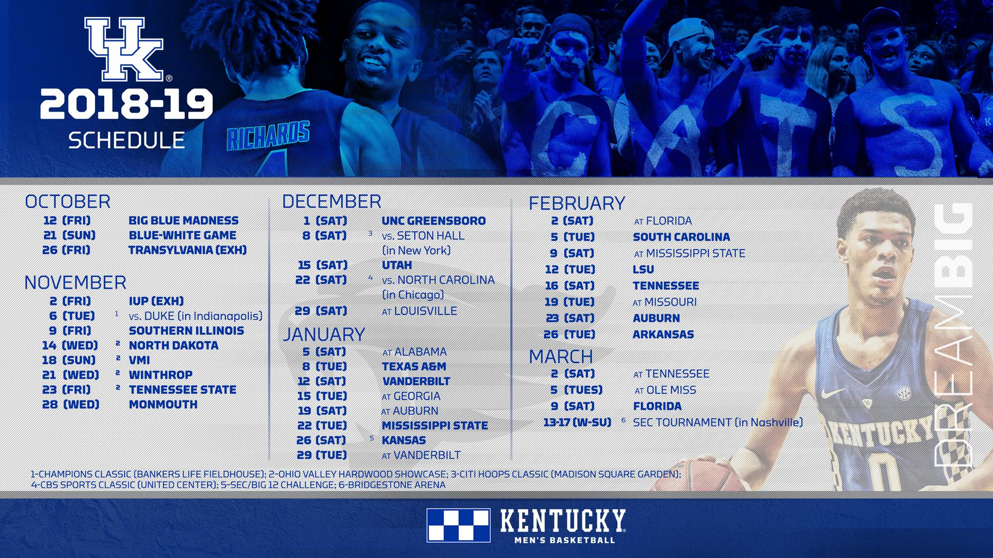 SEC Slate Completes 2018 19 Men s Basketball Schedule 