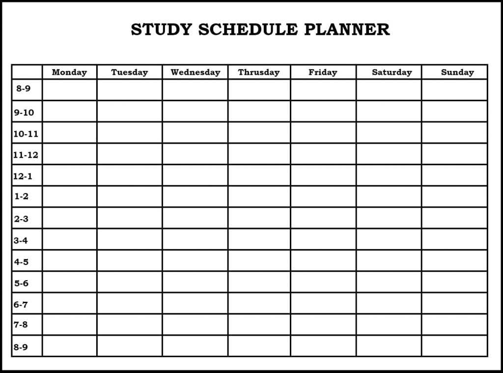 Study Plan Template For Student2 Weekly Schedule Template