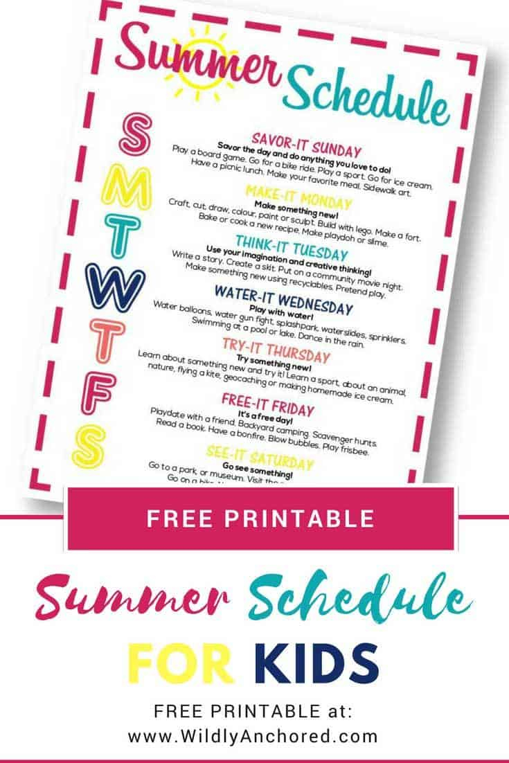 Summer Schedule For Kids Homeschool Printables For Free