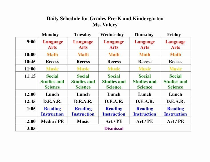 Teacher Daily Schedule Template Free Beautiful Free 