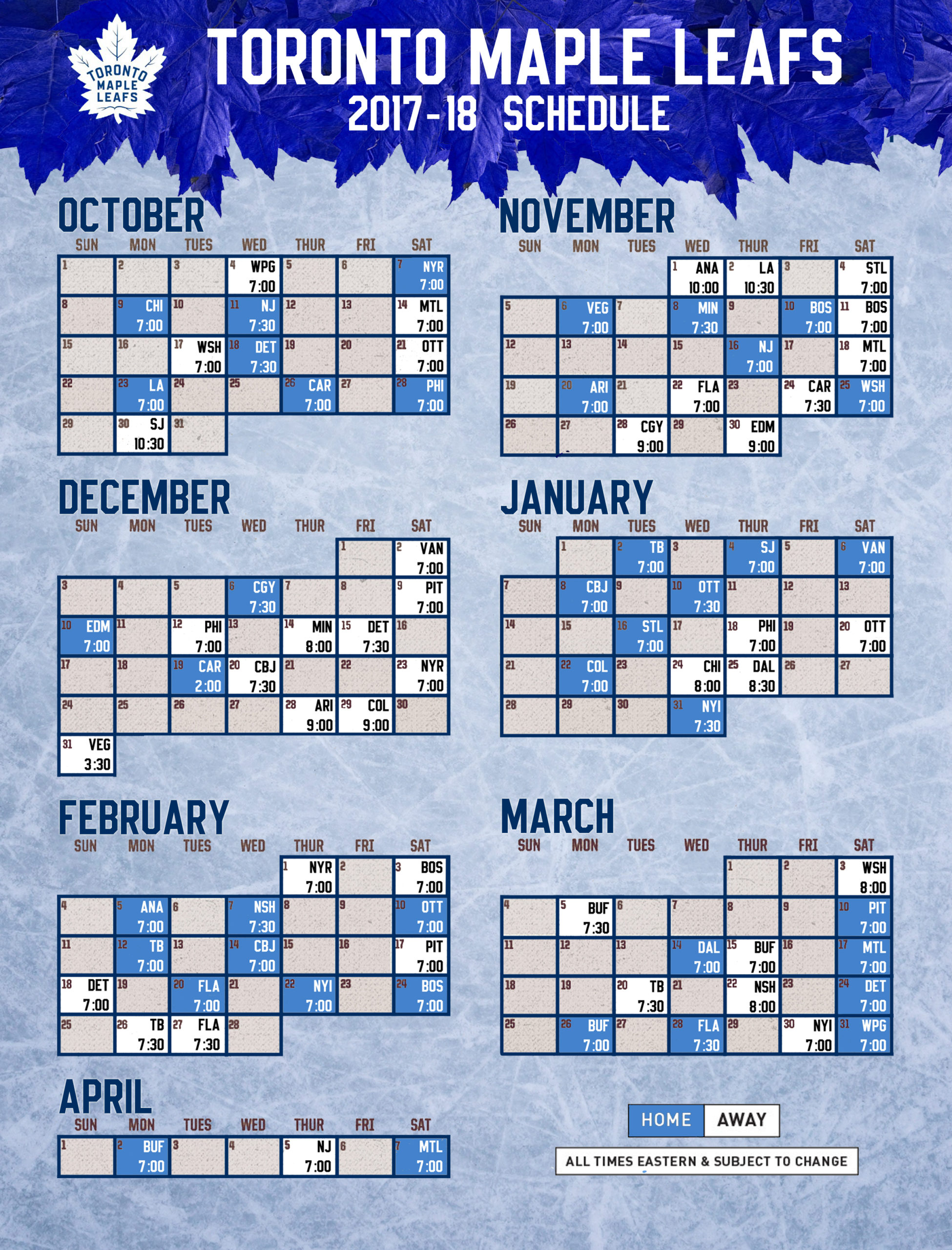 Maple Leafs Schedule 2021-22 Printable - FreePrintableTM.com