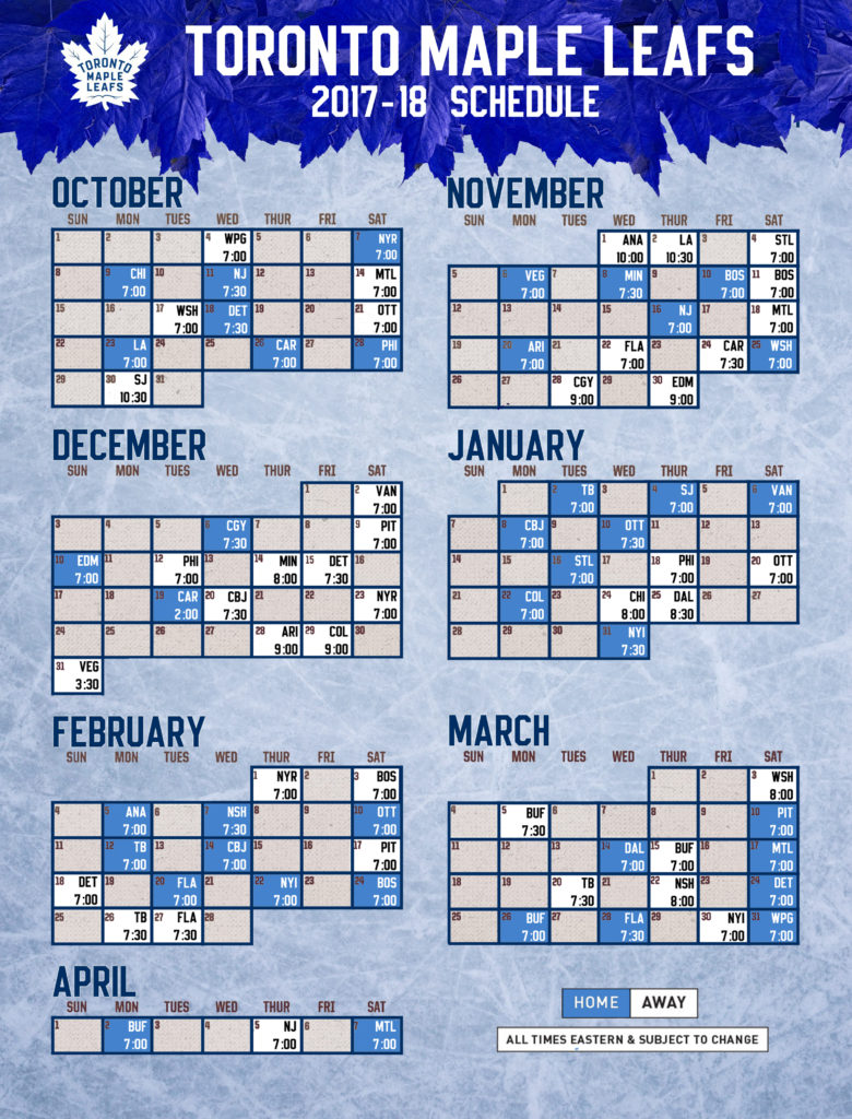 Maple Leafs Schedule 2021 19 Printable - FreePrintableTM.com | FreePrintableTM.com