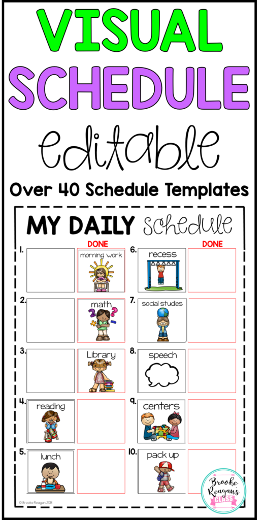 Visual Classroom Schedules Editable Visual Schedule