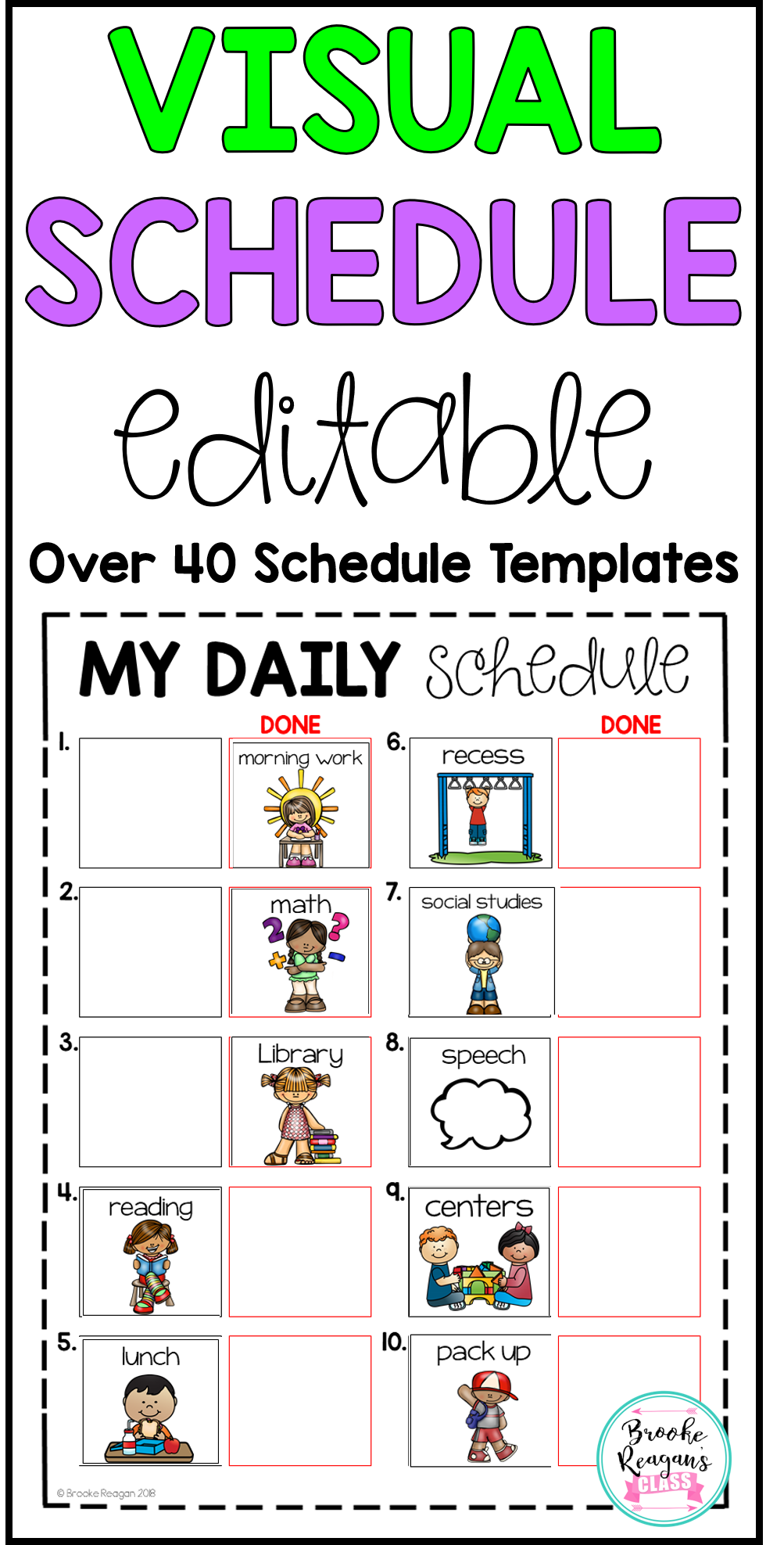 Visual Classroom Schedules Editable Visual Schedule 