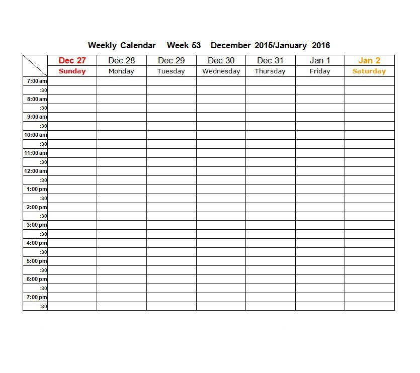 Weekly Calendar Template Pdf Calendar Printable Week