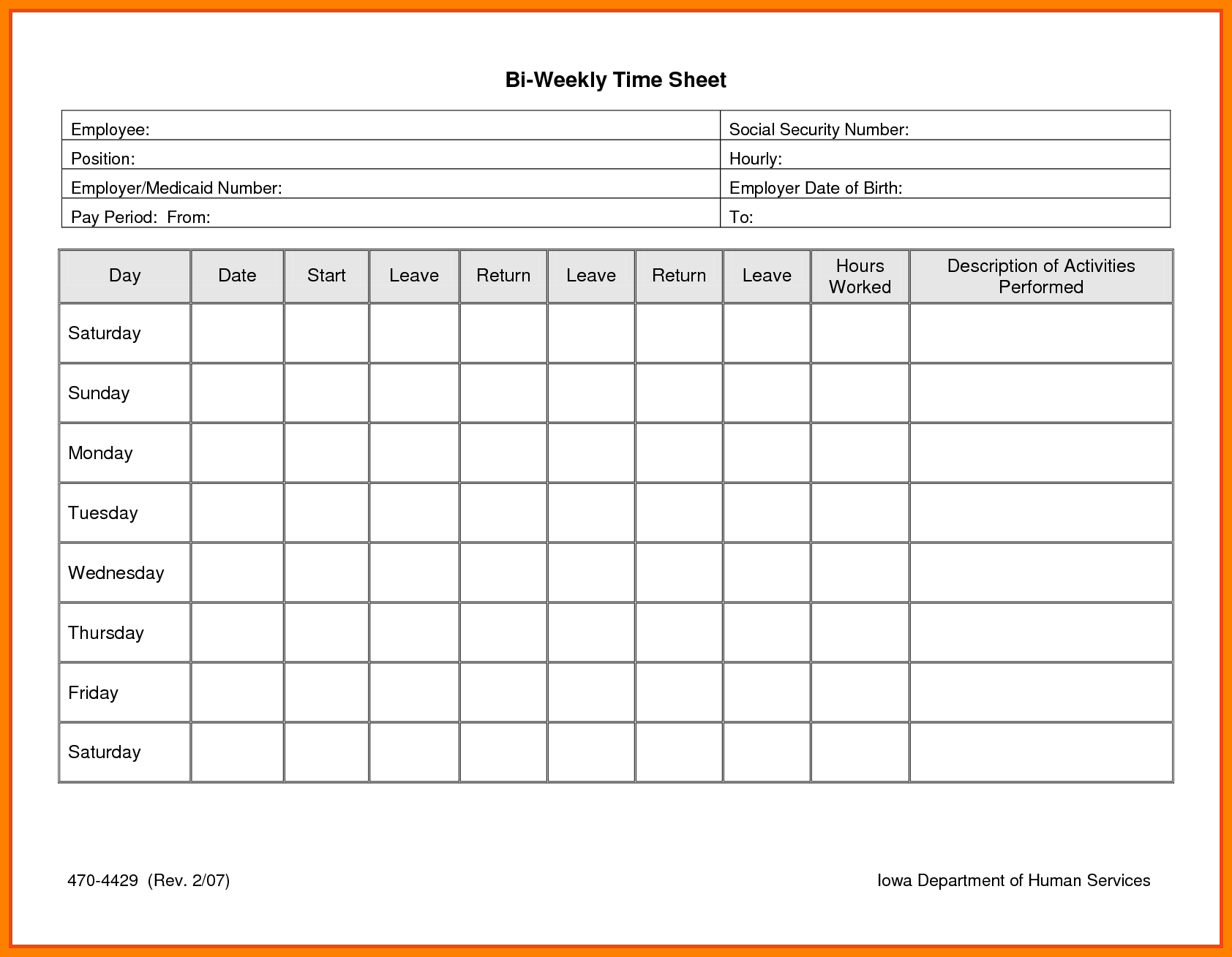 Weekly Employee Work Schedule Template Free Blank 