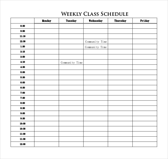 Weekly Group Schedule Template Wanew