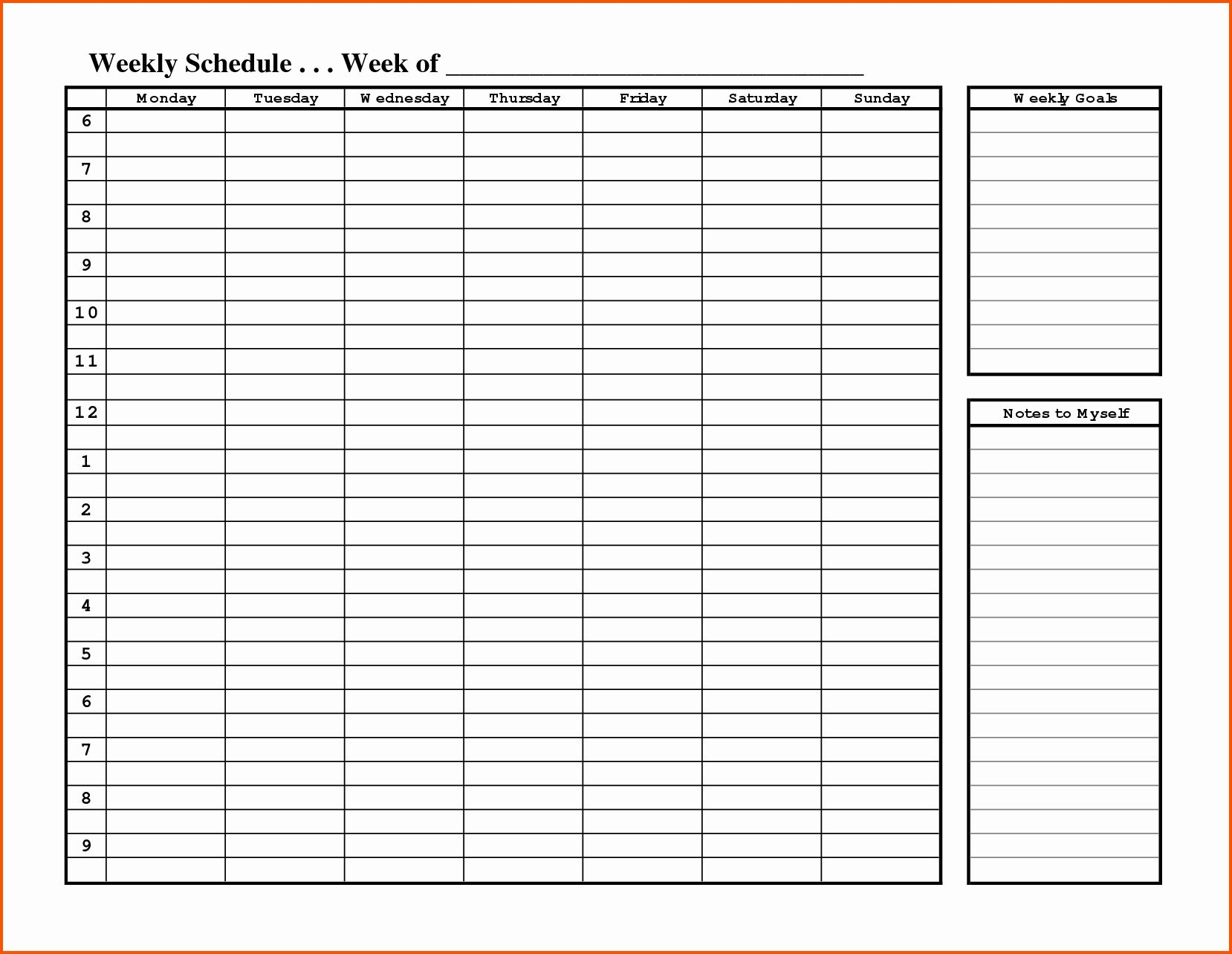 Weekly Hourly Planner Template Word Weekly Schedule 