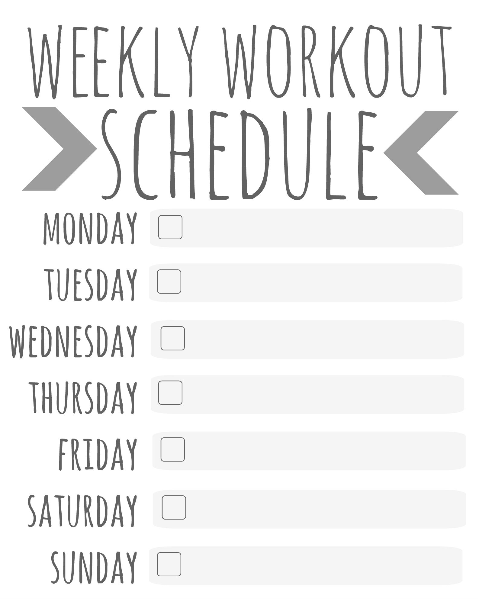 Weekly Workout Schedule Printable Talk Less Say More 