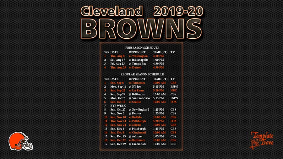 2019 2020 Cleveland Browns Wallpaper Schedule