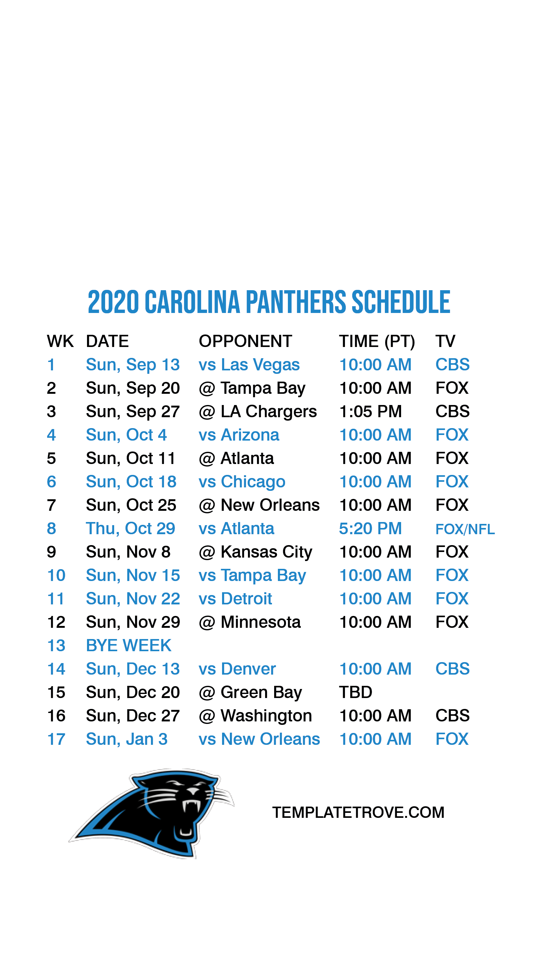 2020 2021 Carolina Panthers Lock Screen Schedule For 