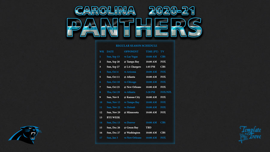 2020 2021 Carolina Panthers Wallpaper Schedule