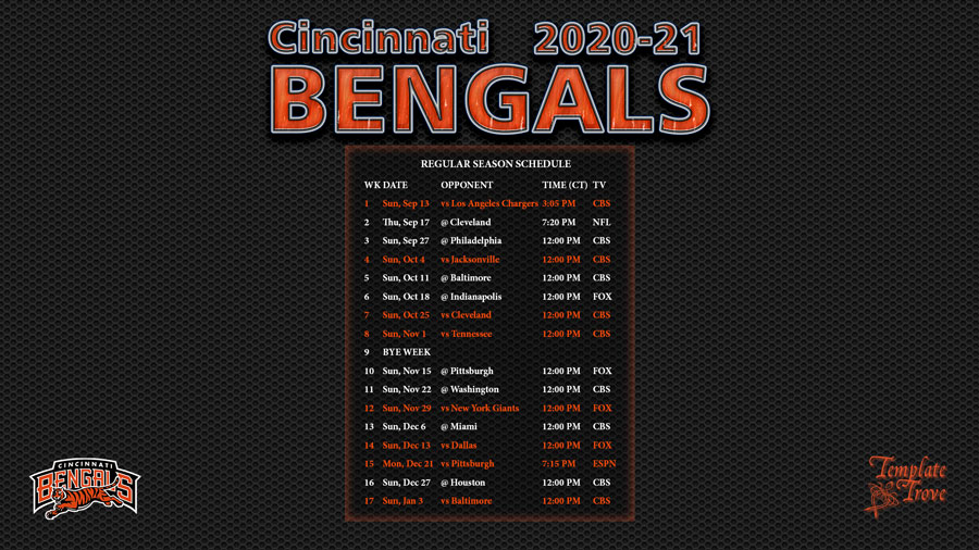 2020 2021 Cincinnati Bengals Wallpaper Schedule