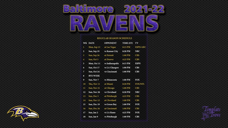 2021 2025 Baltimore Ravens Wallpaper Schedule