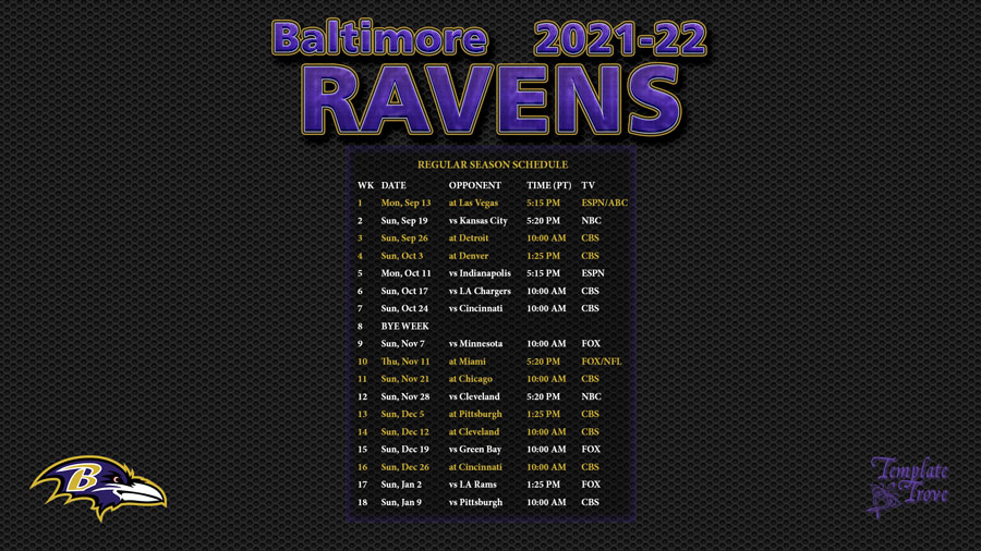 2021 2025 Baltimore Ravens Wallpaper Schedule