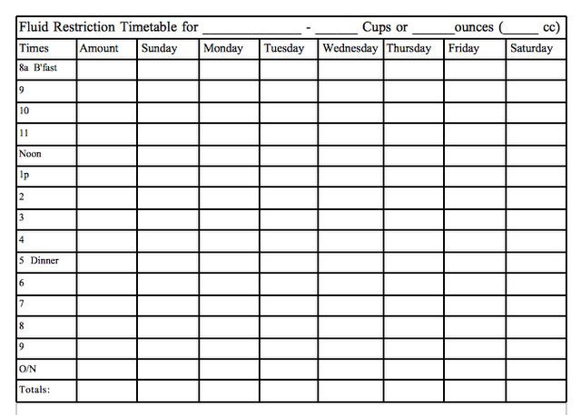 Fluid Restriction Chart Daily Notes For Caregivers 