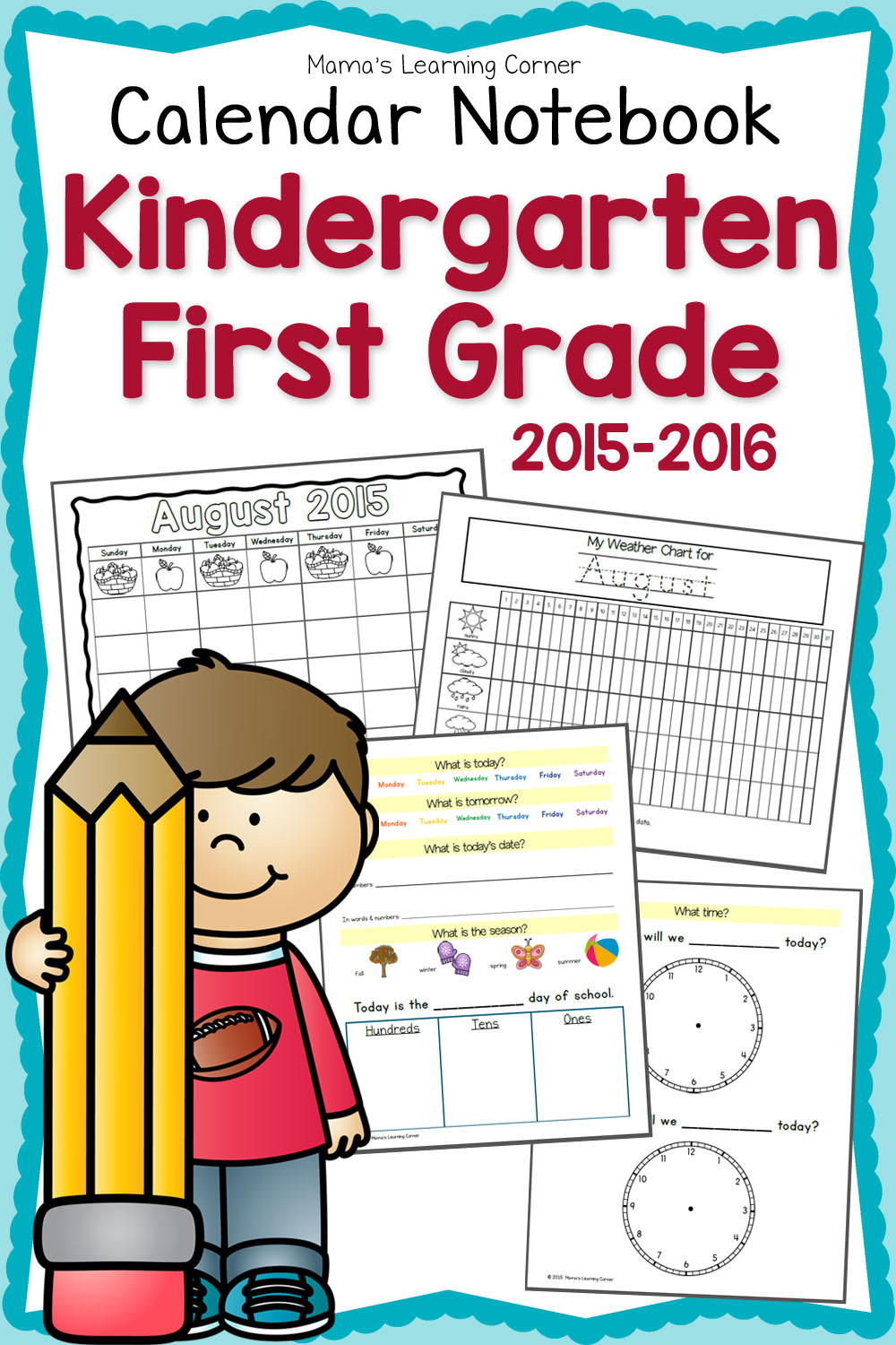 FREE Kindergarten 1st Grade Notebook Planner For 2015 16 