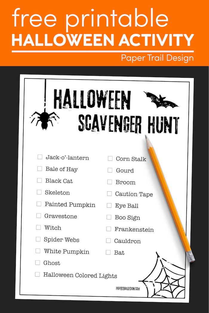 Free Printable Halloween Scavenger Hunt List Paper Trail 