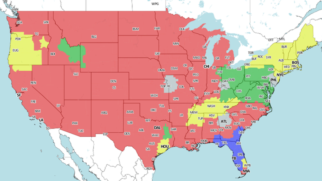 NFL Week 5 Broadcast Map Turf Show Times