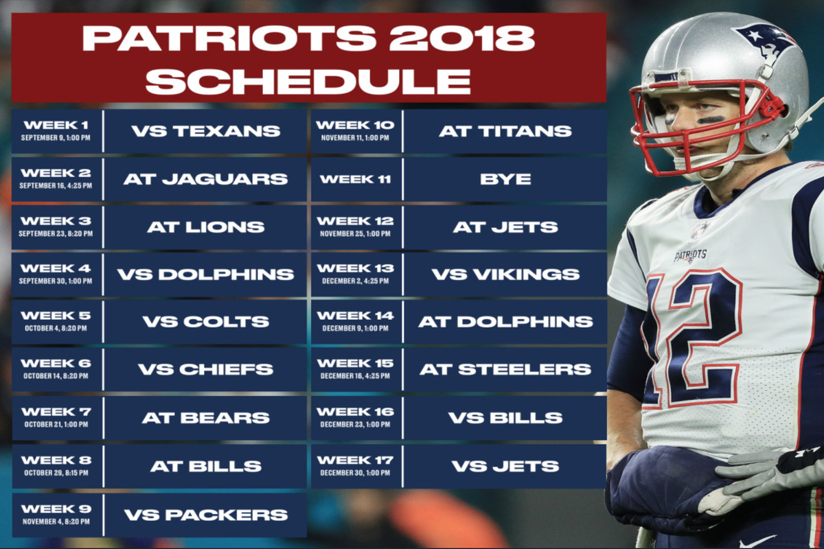 Patriots 2018 Schedule Instant Analysis Game Times 