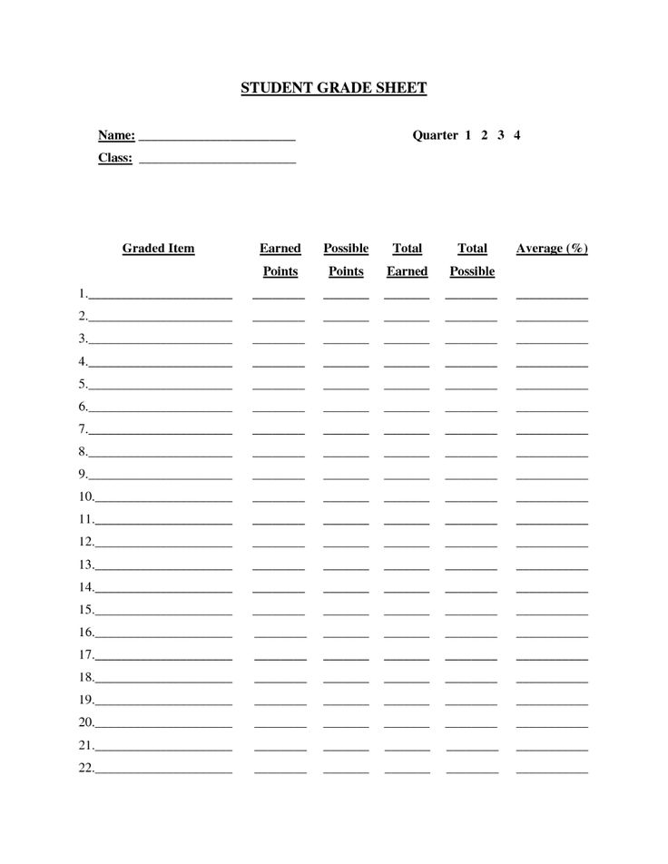 Printable Grade Sheet Template Student Grade Sheet Doc 