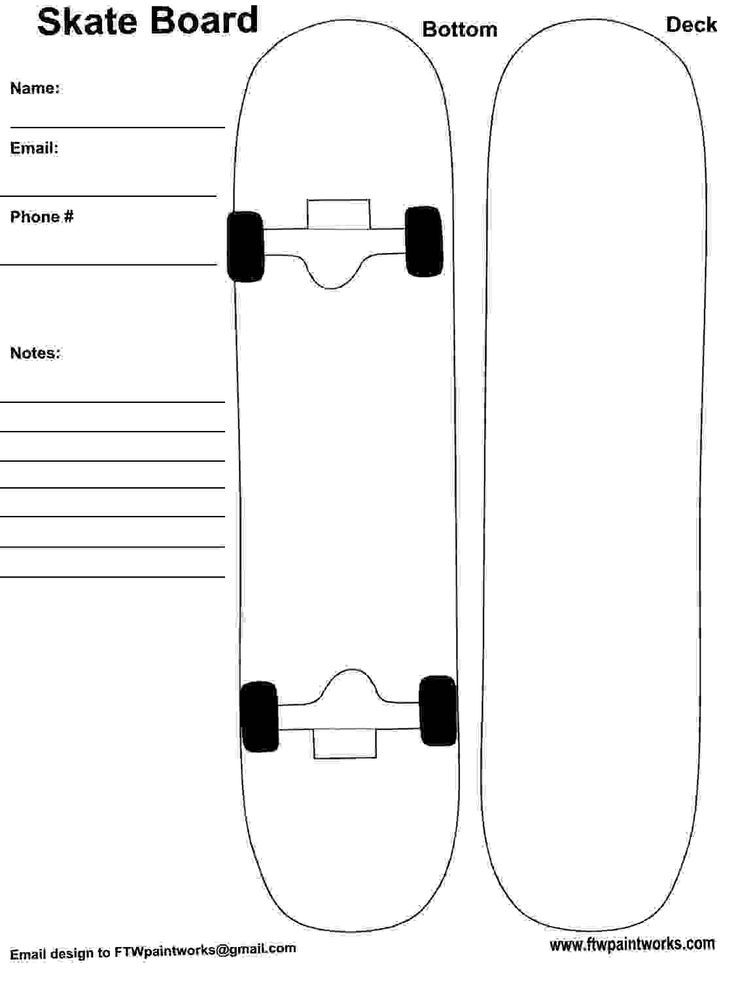 Skateboard Deck Designs Template Print Google Search 