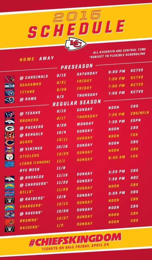 The 2015 Kansas City Chiefs Schedule Has Been Announced