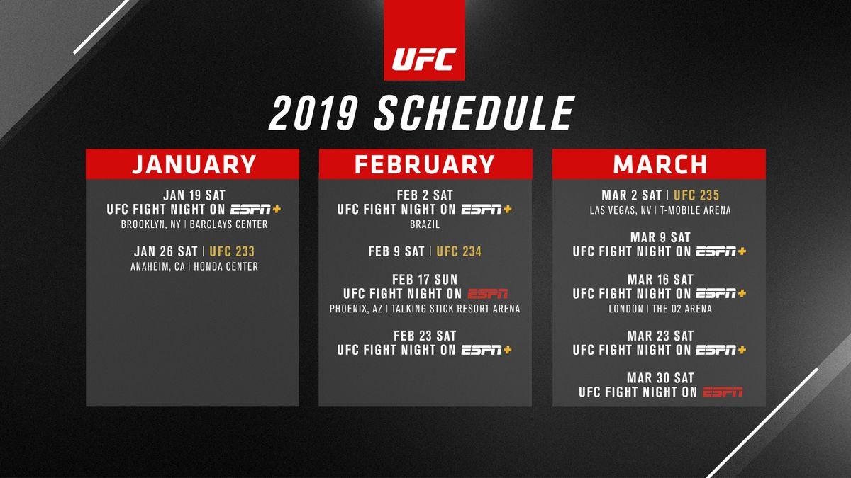 UFC Unveils Calendar For First Quarter Of 2019 First ESPN 