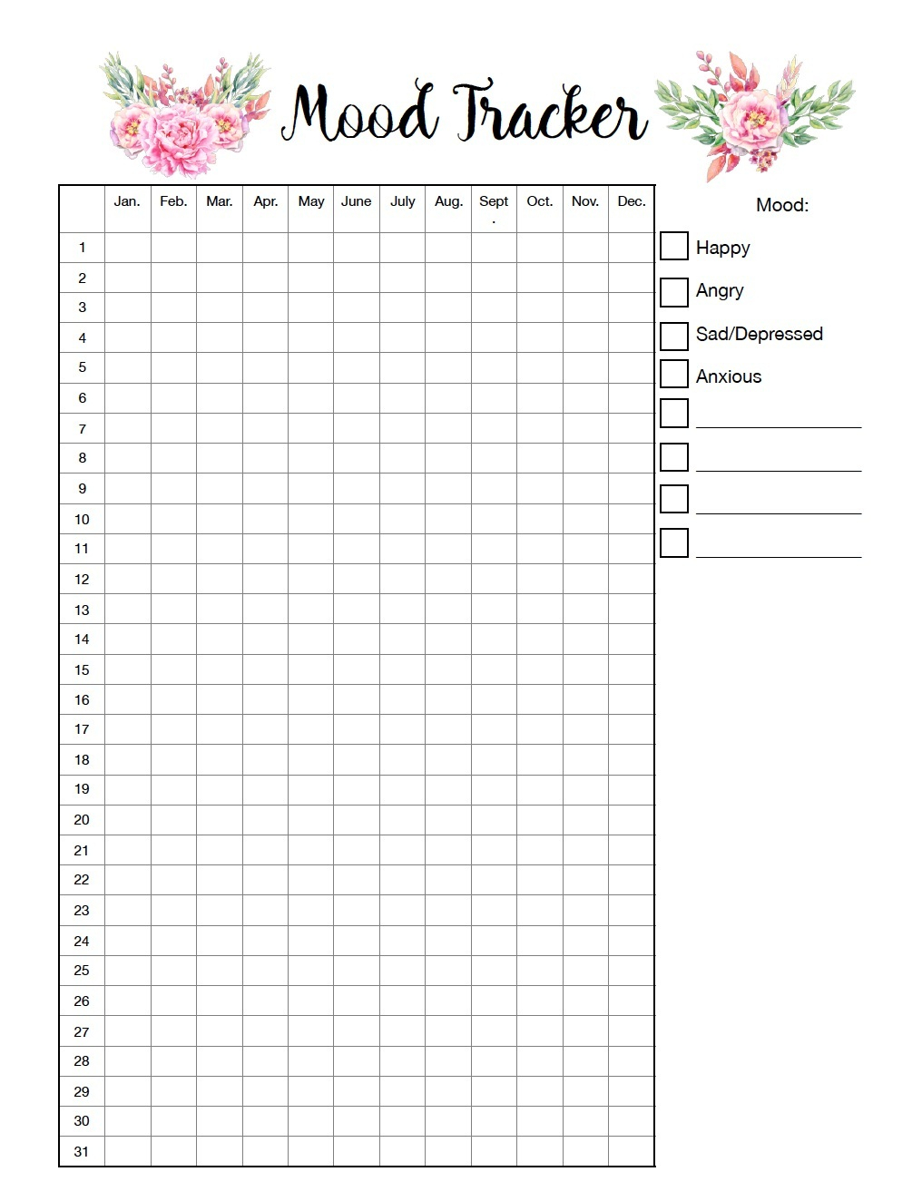 18 Constructive Mood Tracker Printables KittyBabyLove