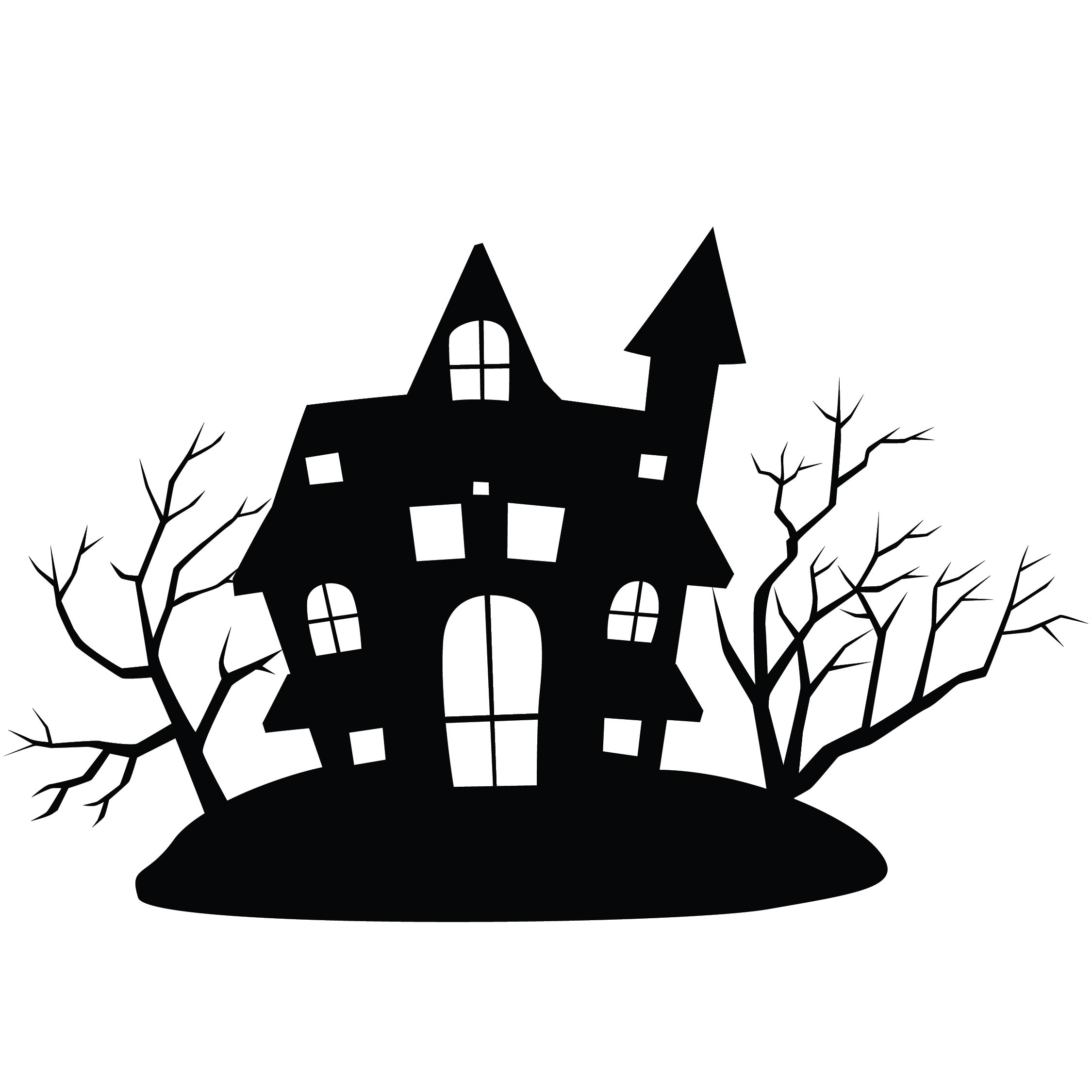 Printable Haunted House Silhouette | FreePrintableTM.com