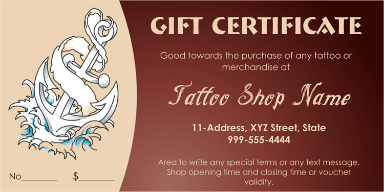 6 Tattoo Gift Certificate Templates Free Sample Templates